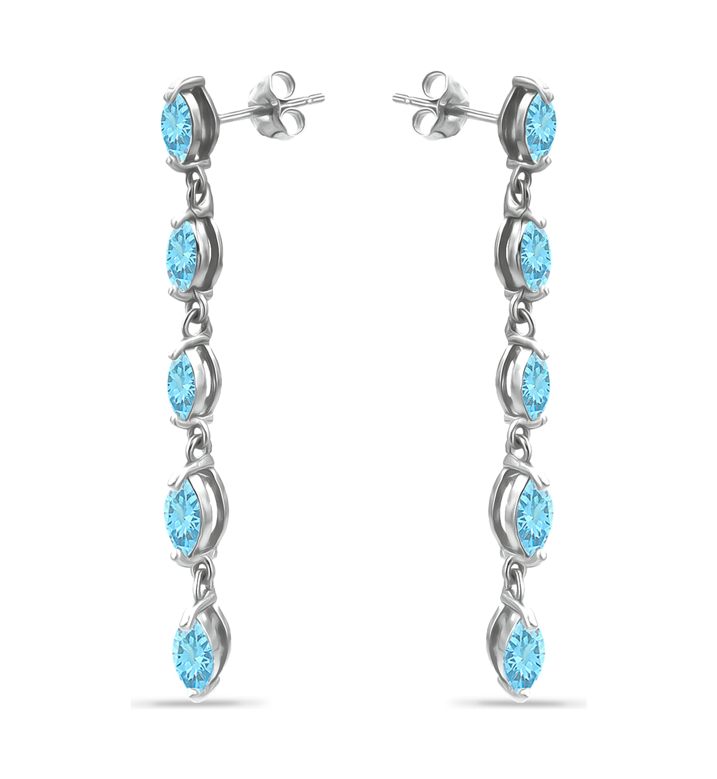 1.4 ct. t.w. Blue Topaz Linear Drop Earrings, Sterling Silver