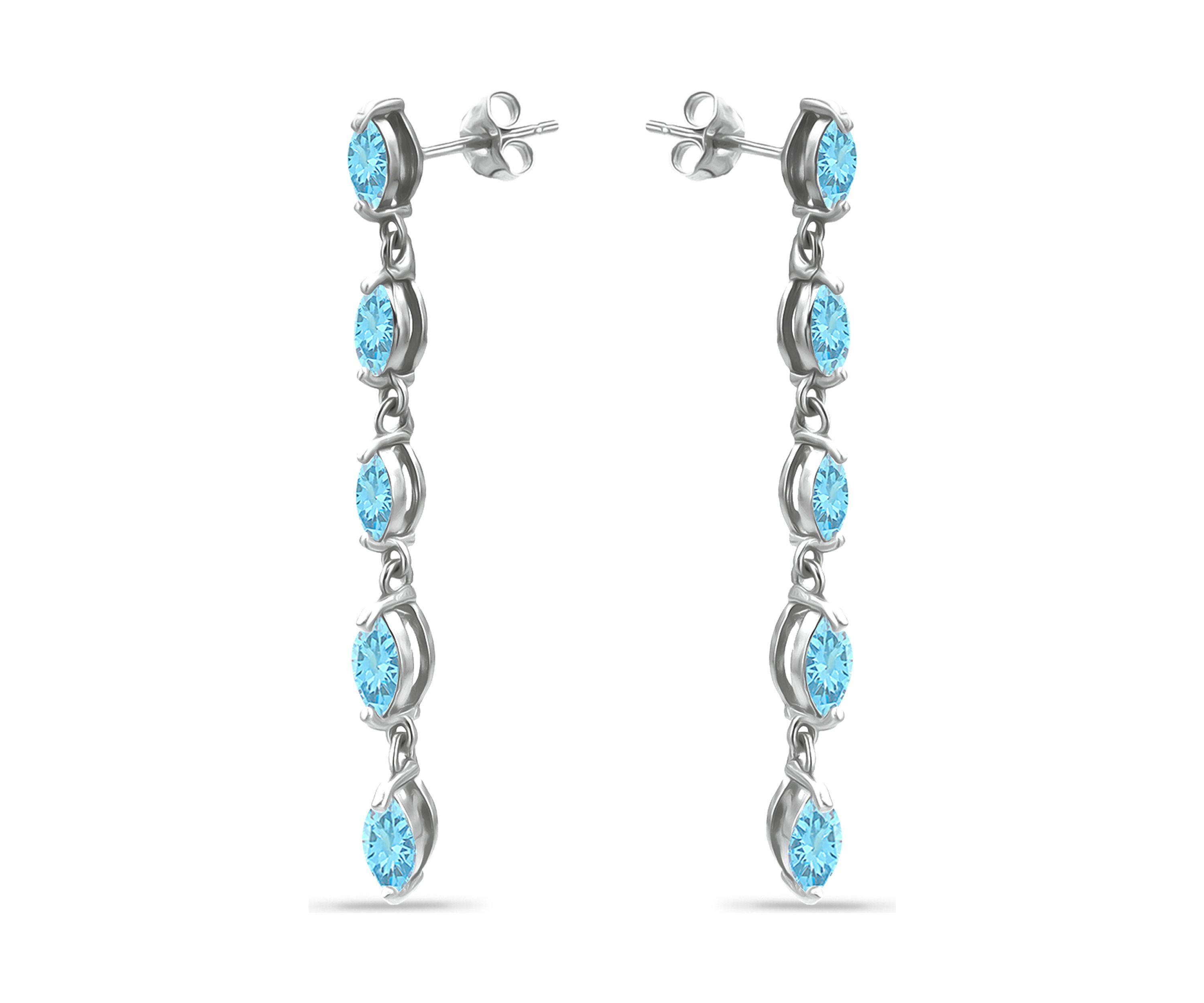 1.4 ct. t.w. Blue Topaz Linear Drop Earrings, Sterling Silver