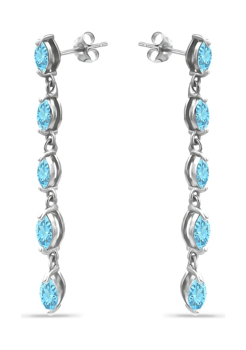 1.4 ct. t.w. Blue Topaz Linear Drop Earrings, Sterling Silver