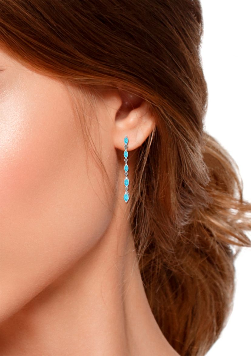1.4 ct. t.w. Blue Topaz Linear Drop Earrings, Sterling Silver