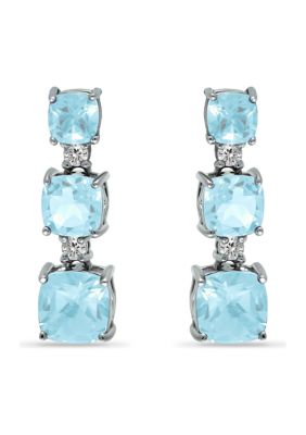 Belk & Co 4.06 ct. Blue Topaz and Created White Sapphire Drop Earrings, Sterling Silver