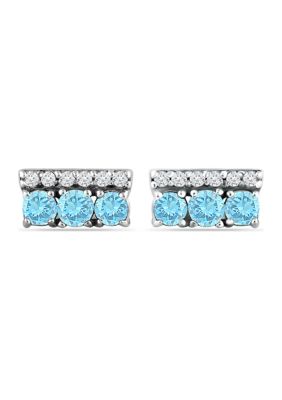 Belk & Co 3/4 ct. t.w. Blue and White Topaz Bar Earrings, Sterling Silver