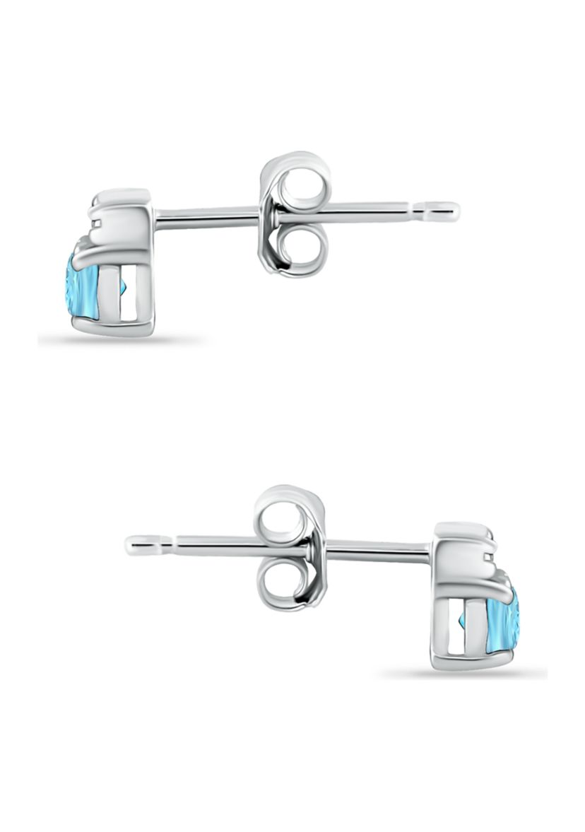 3/4 ct. t.w. Blue and White Topaz Bar Earrings, Sterling Silver