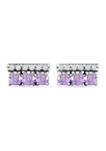 3/4 ct. t.w. Amethyst and White Topaz Bar Earrings, Sterling Silver