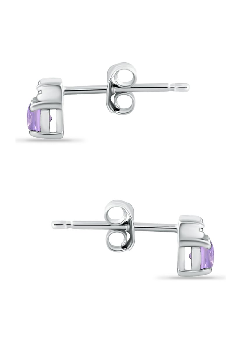 3/4 ct. t.w. Amethyst and White Topaz Bar Earrings, Sterling Silver