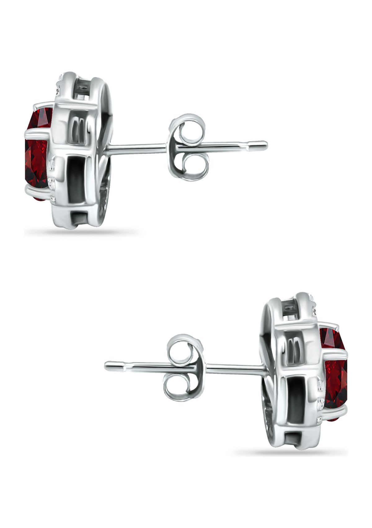 2 ct. t.w. Garnet and White Topaz Flower Earrings, Sterling Silver