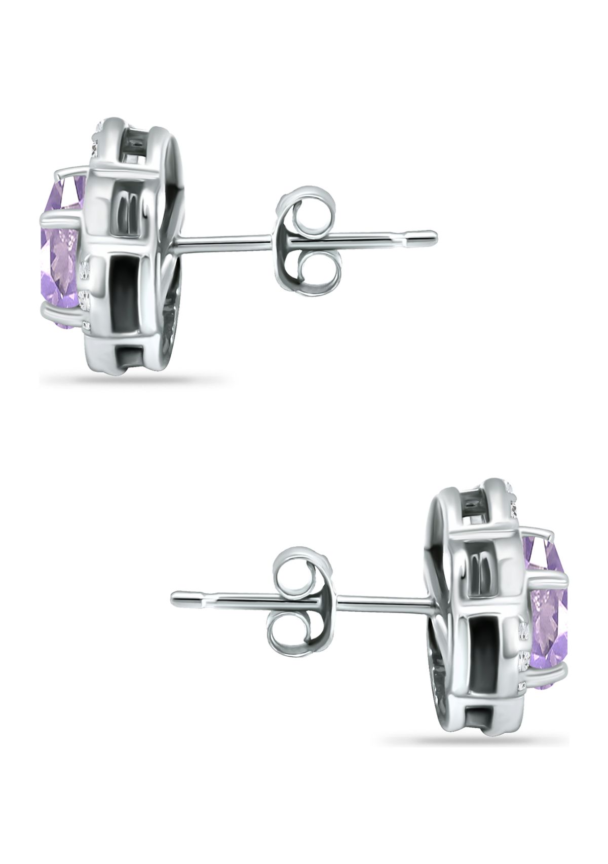 1.5 ct. t.w. Amethyst and White Topaz Flower Earrings, Sterling Silver