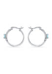 2.34 ct. t.w. Blue Topaz and White Topaz Hoop Earrings in Sterling Silver