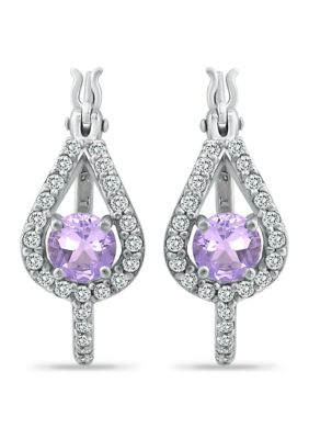 Belk & Co 1.94 ct. t.w. Amethyst and White Topaz Hoop Earrings in Sterling Silver