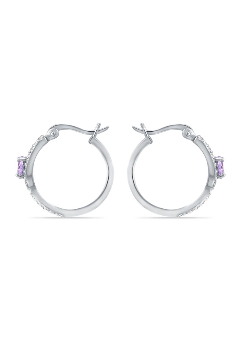 1.94 ct. t.w. Amethyst and White Topaz Hoop Earrings in Sterling Silver