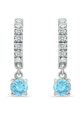 Belk & Co 1.45 ct. t.w. Blue and White Topaz Huggie Hoop Drop Earrings, Sterling Silver