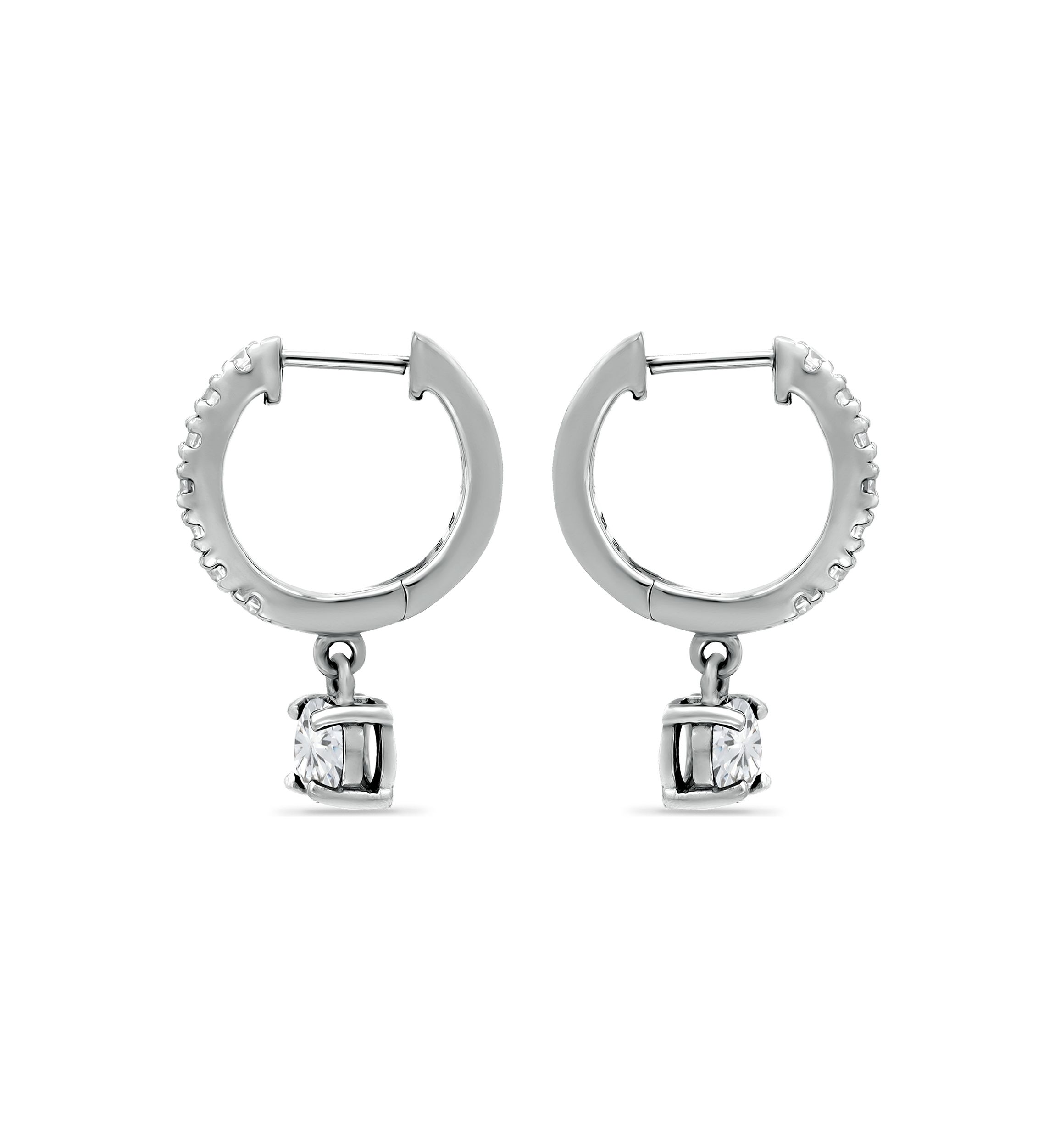 1.45 ct. t.w. White Topaz Huggie Hoop Drop Earrings, Sterling Silver