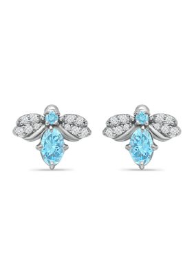 Belk & Co 1.26 ct. t.w. Blue and White Topaz Bee Earrings, Sterling Silver