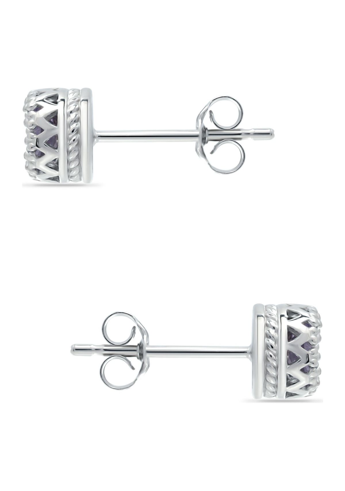 3/4 ct. 5MM Round Tanzanite Crown Stud Earrings, Sterling Silver