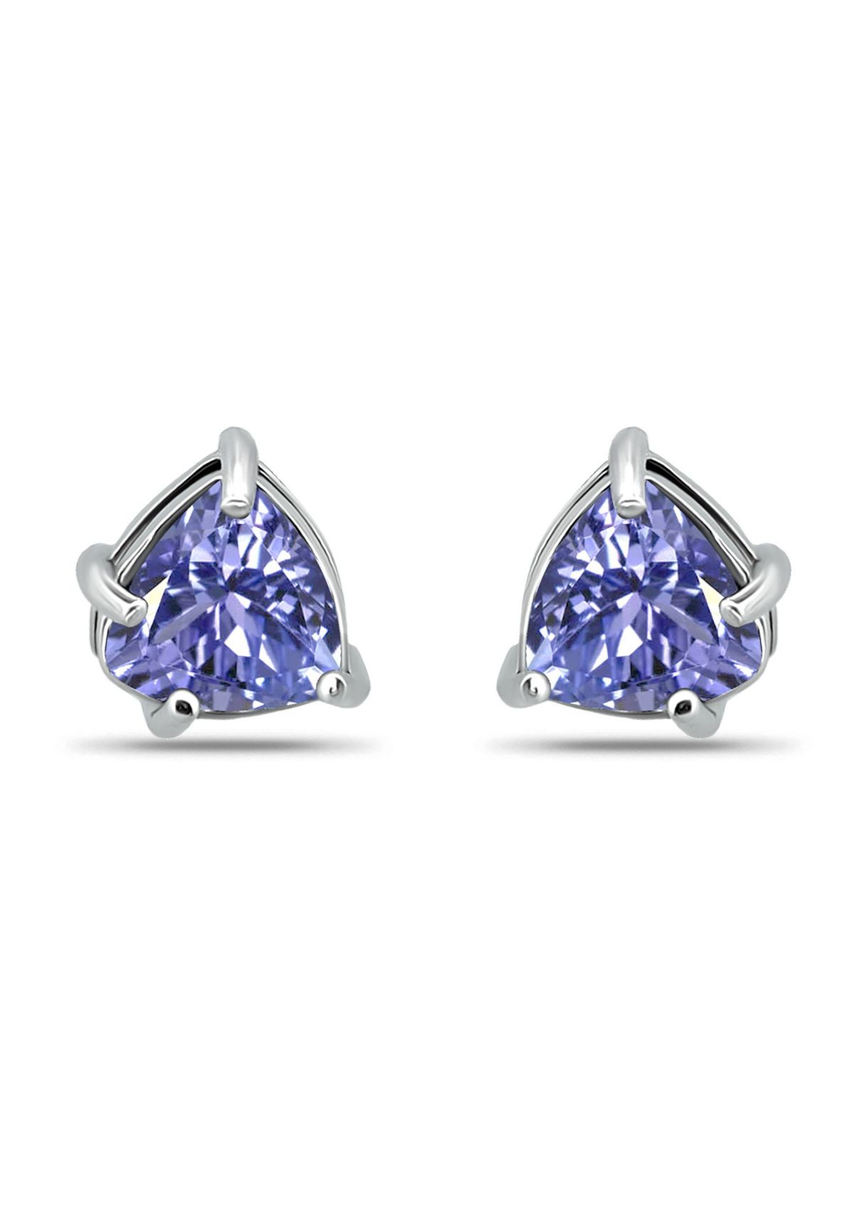 5/8 Cttw 5mm Tanzanite Trillion Solitaire Stud Earrings, Sterling Silver, DS