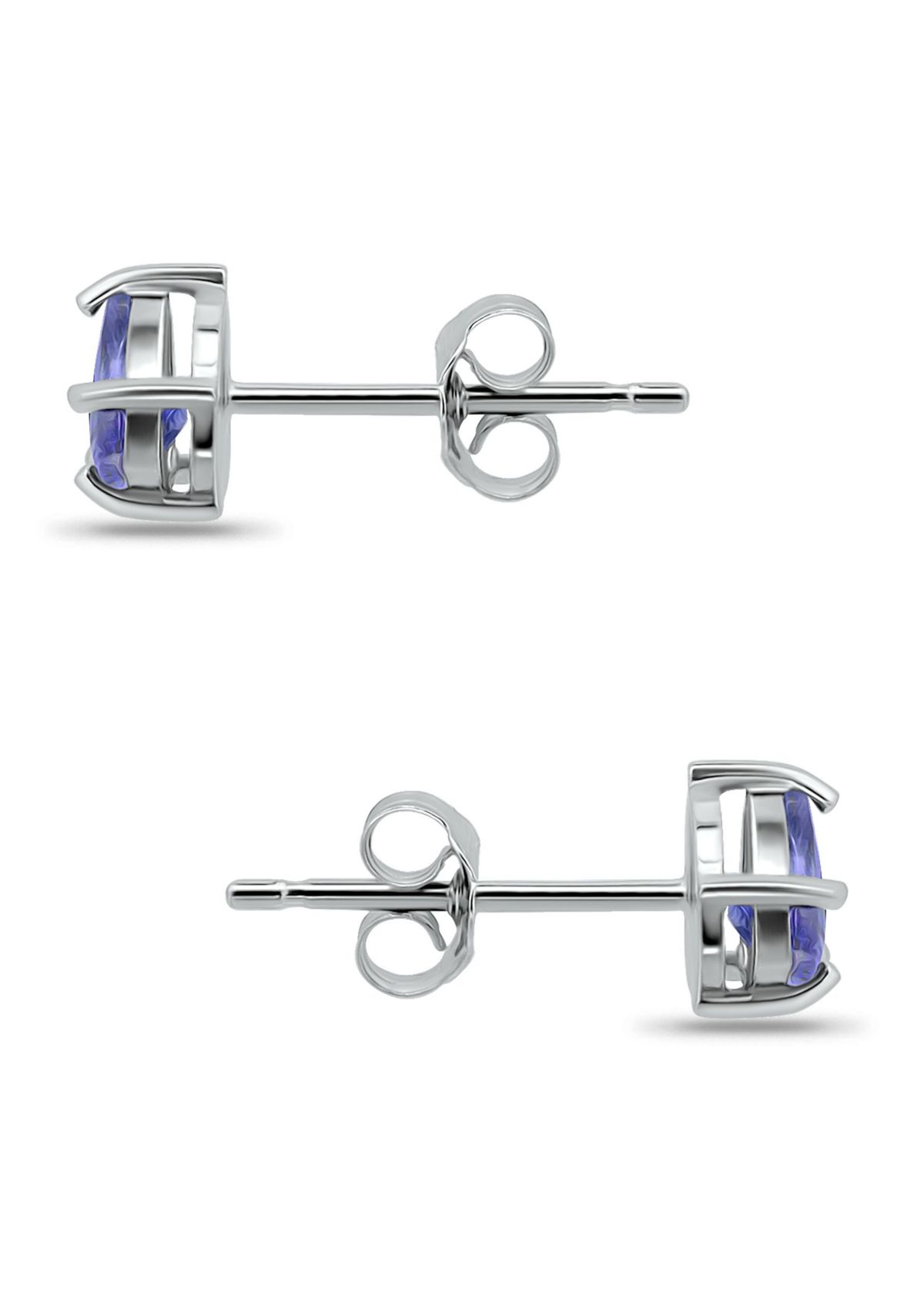 5/8 Cttw 5mm Tanzanite Trillion Solitaire Stud Earrings, Sterling Silver, DS