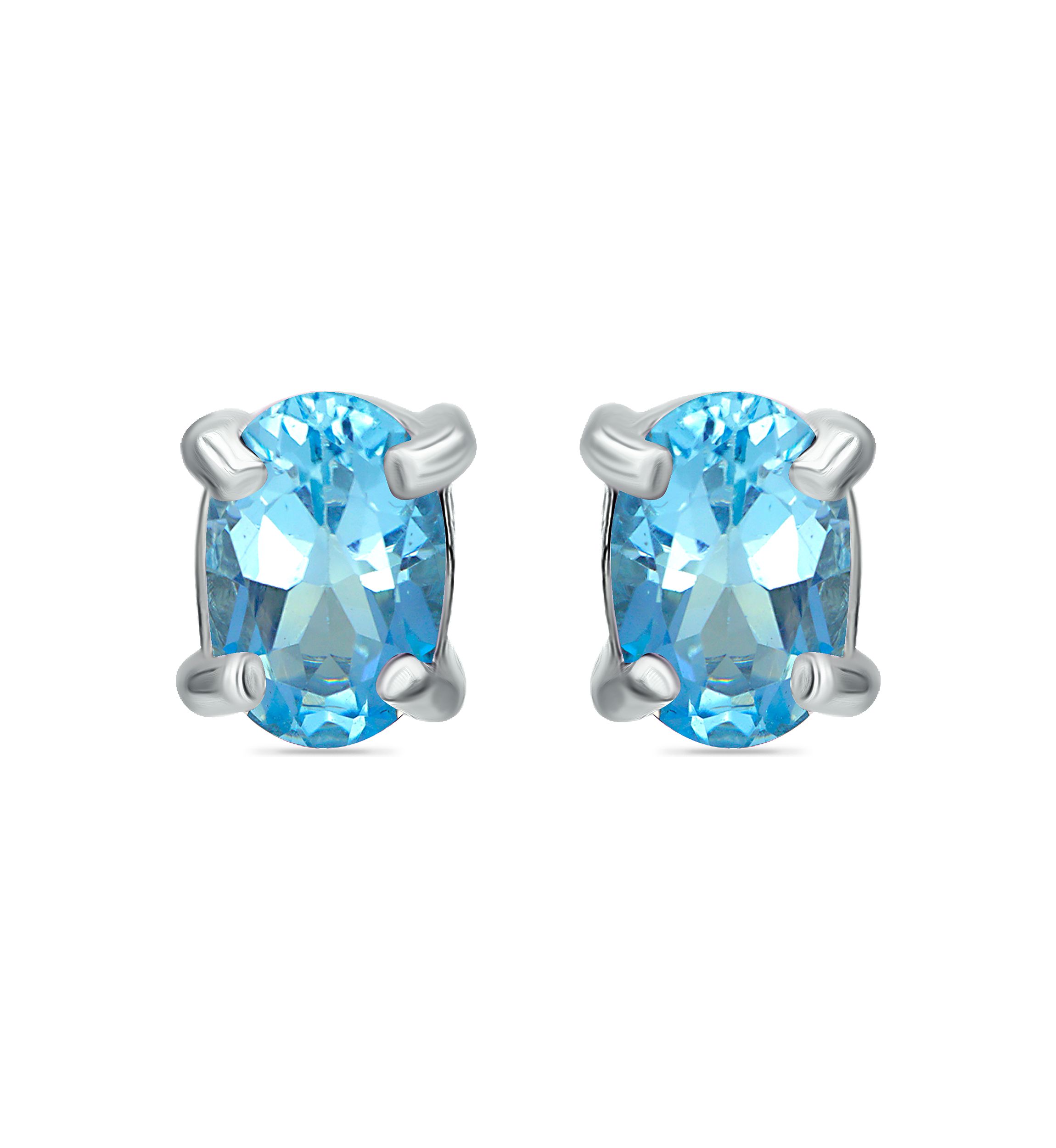 1 ct. t.w. Swiss Blue Topaz Stud Earrings, Sterling Silver
