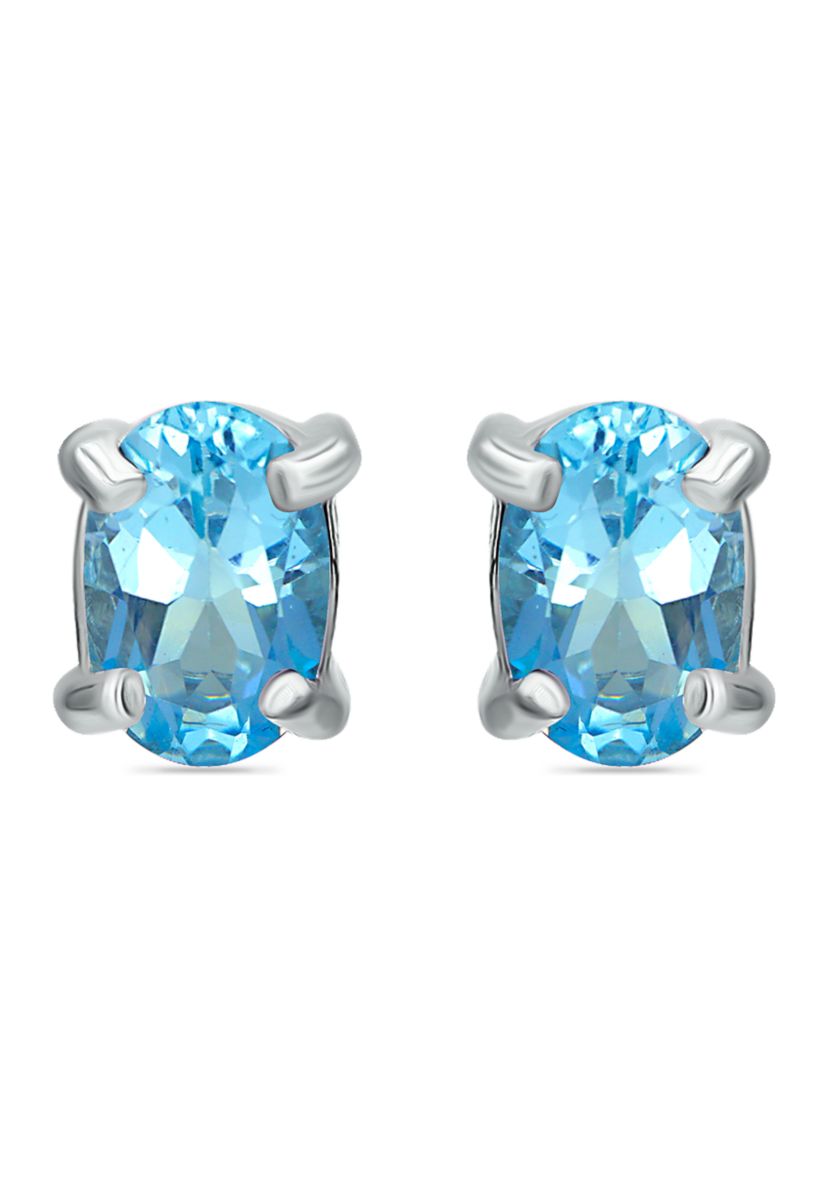 1 ct. t.w. Swiss Blue Topaz Stud Earrings, Sterling Silver