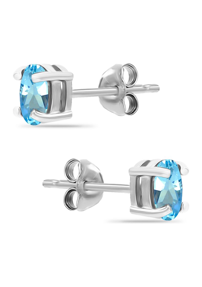 1 ct. t.w. Swiss Blue Topaz Stud Earrings, Sterling Silver