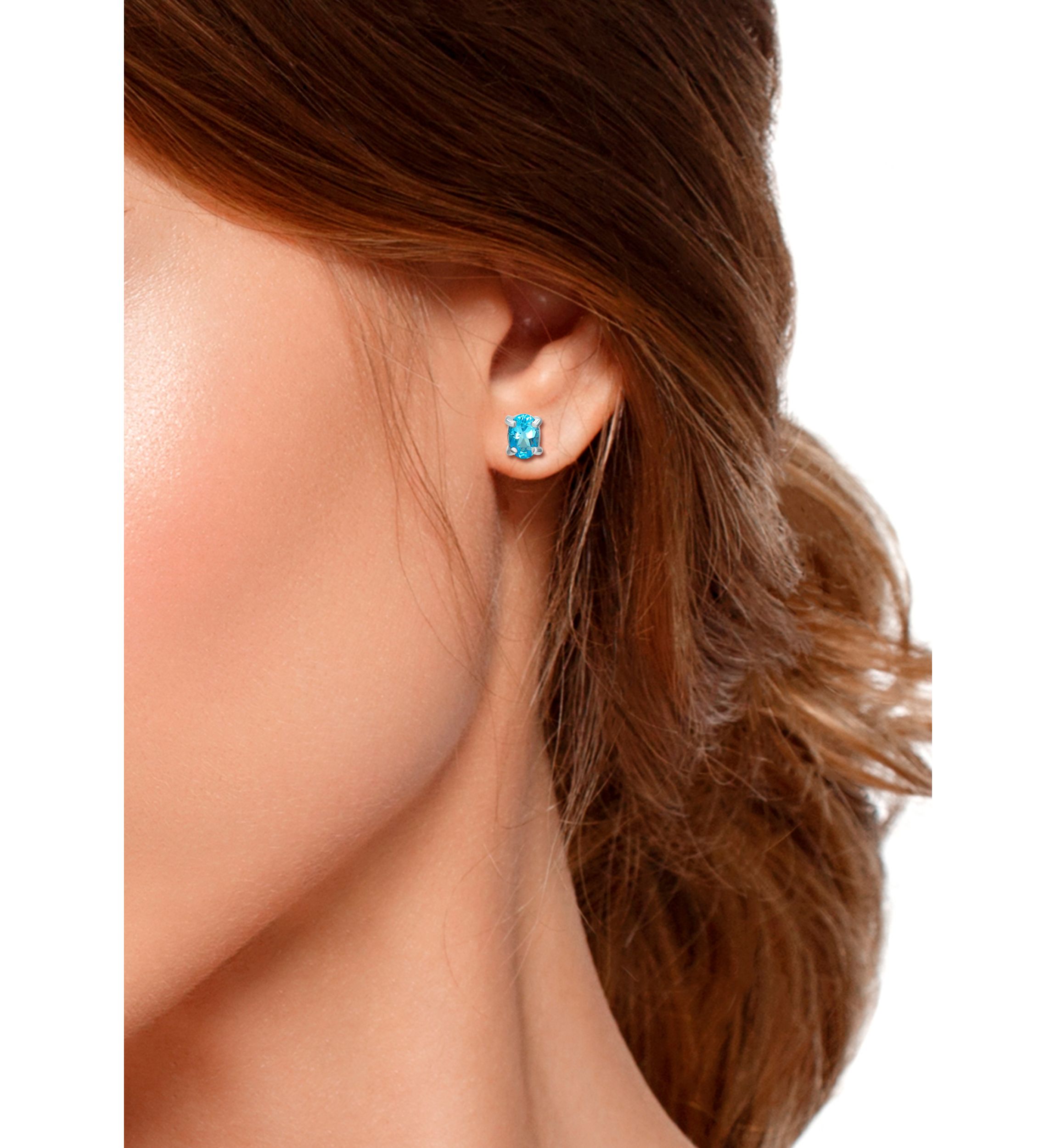 1 ct. t.w. Swiss Blue Topaz Stud Earrings, Sterling Silver