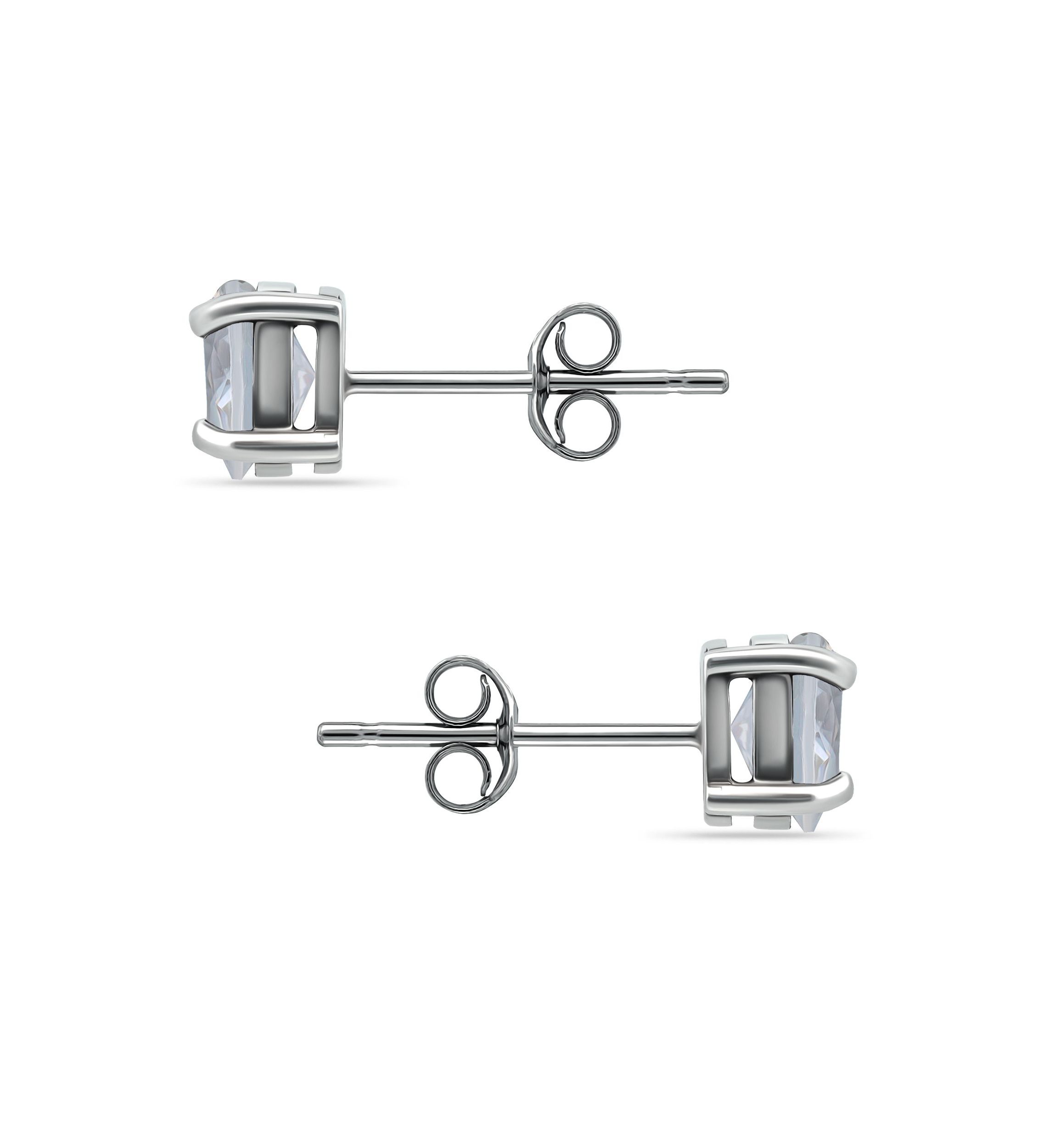 7/8 Cttw 6X4mm Oval White Sapphire Solitaire Earrings.  Sterling Silver, DS