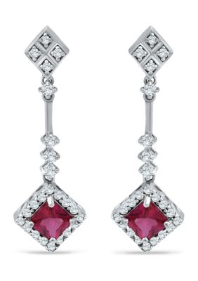 Belk & Co 2.06 ct. t.w. Created Pink and White Sapphire Earrings in Sterling Silver