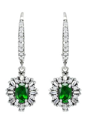 Belk & Co Lab Created 1.2 Ct. T.w. Created Light Green Quartz And Created White Sapphire Drop Lever Back Earrings, Sterling Silver