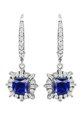 Belk & Co Lab Created 2.74 ct. t.w. Created Blue and Created White Sapphire Drop Lever Back Earrings, Sterling Silver