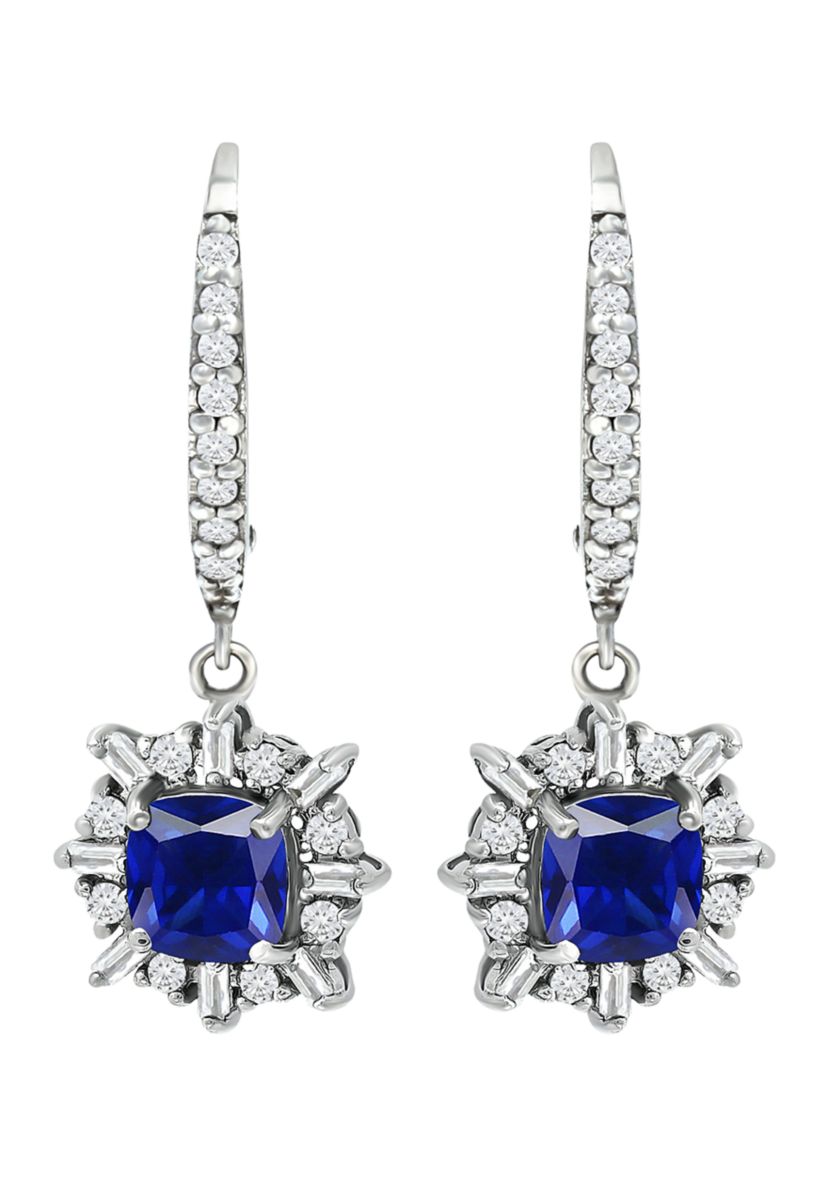 Lab Created 2.74 ct. t.w. Created Blue and Created White Sapphire Drop Lever Back Earrings, Sterling Silver