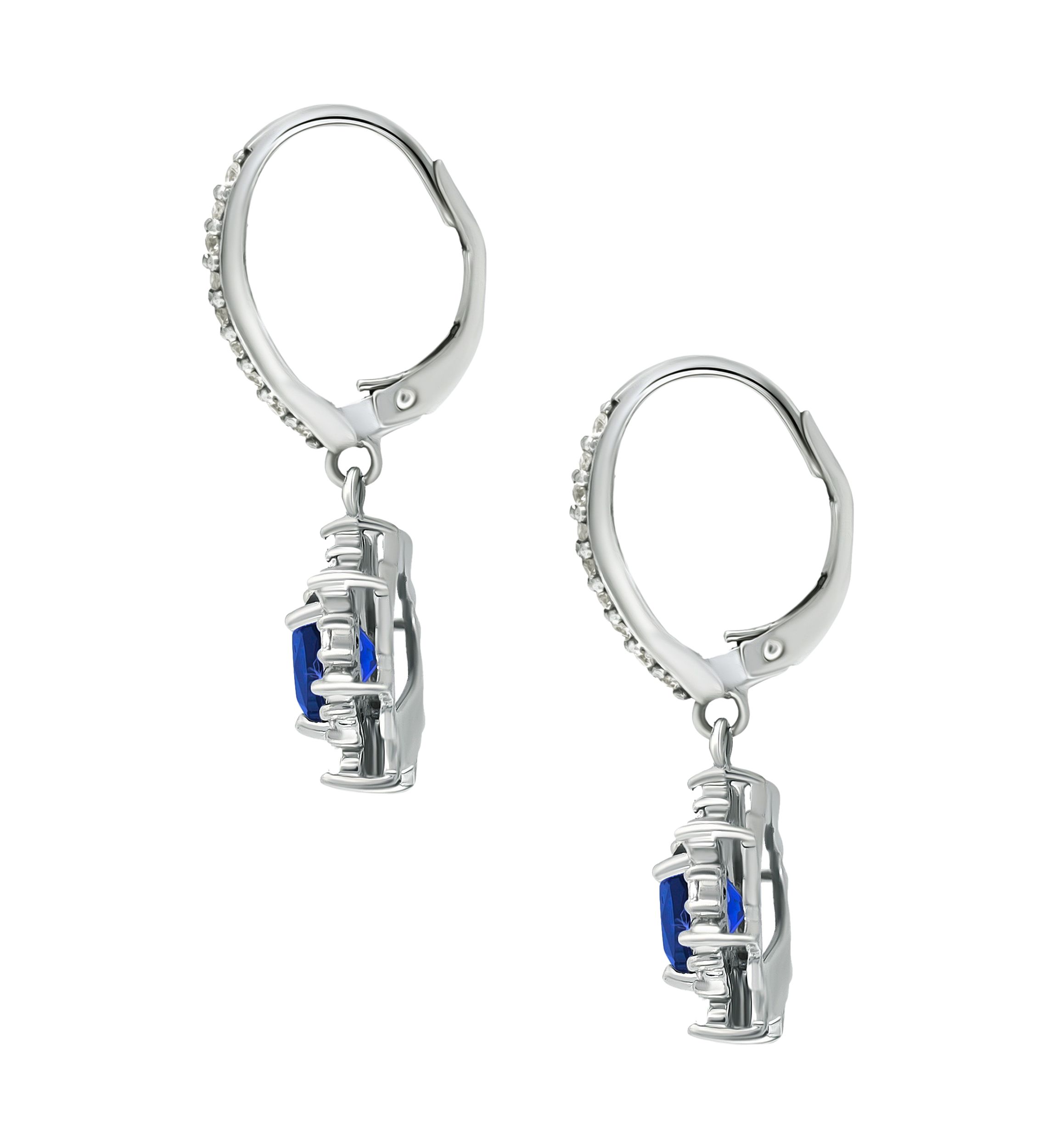 Lab Created 2.74 ct. t.w. Created Blue and Created White Sapphire Drop Lever Back Earrings, Sterling Silver