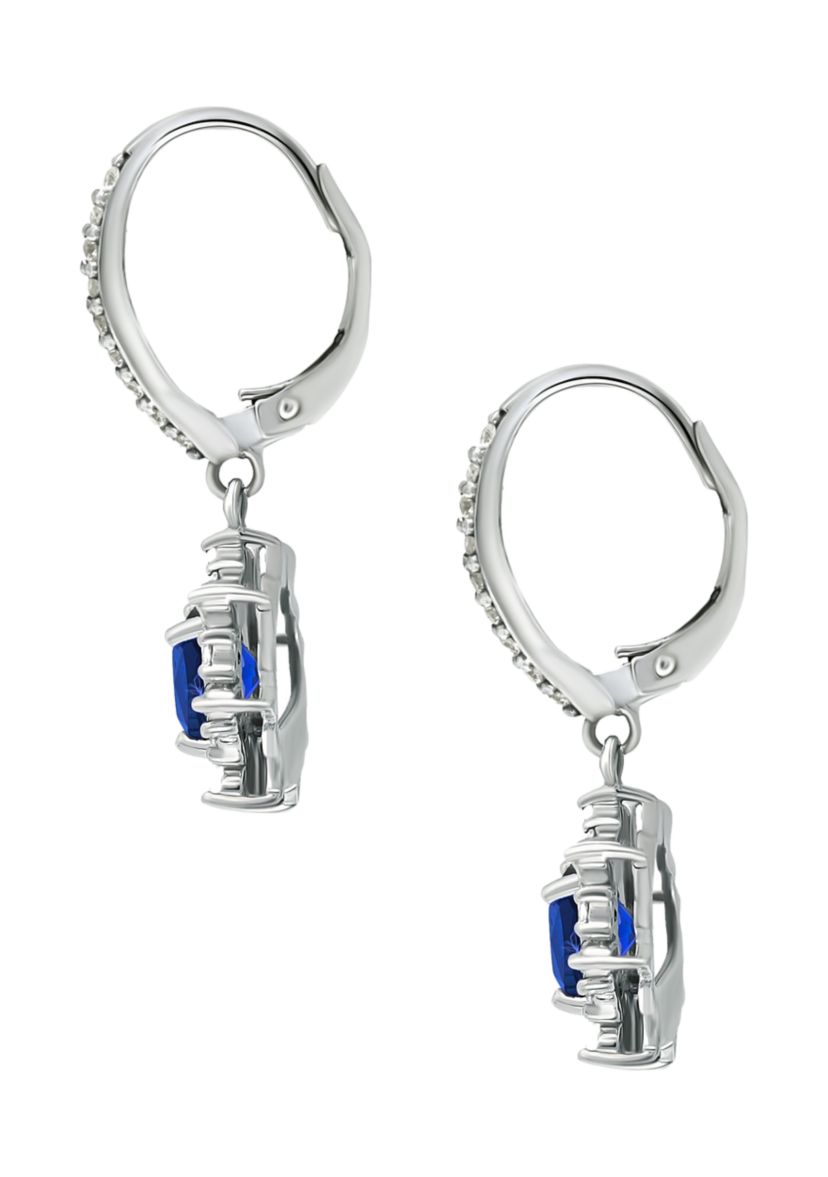 Lab Created 2.74 ct. t.w. Created Blue and Created White Sapphire Drop Lever Back Earrings, Sterling Silver