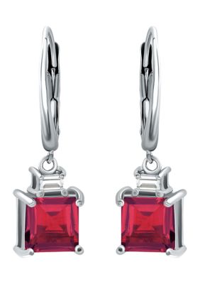 Belk & Co Lab Created 3.73 ct. t.w. Created Pink and White Sapphire Drop Lever Back Earrings, Sterling Silver