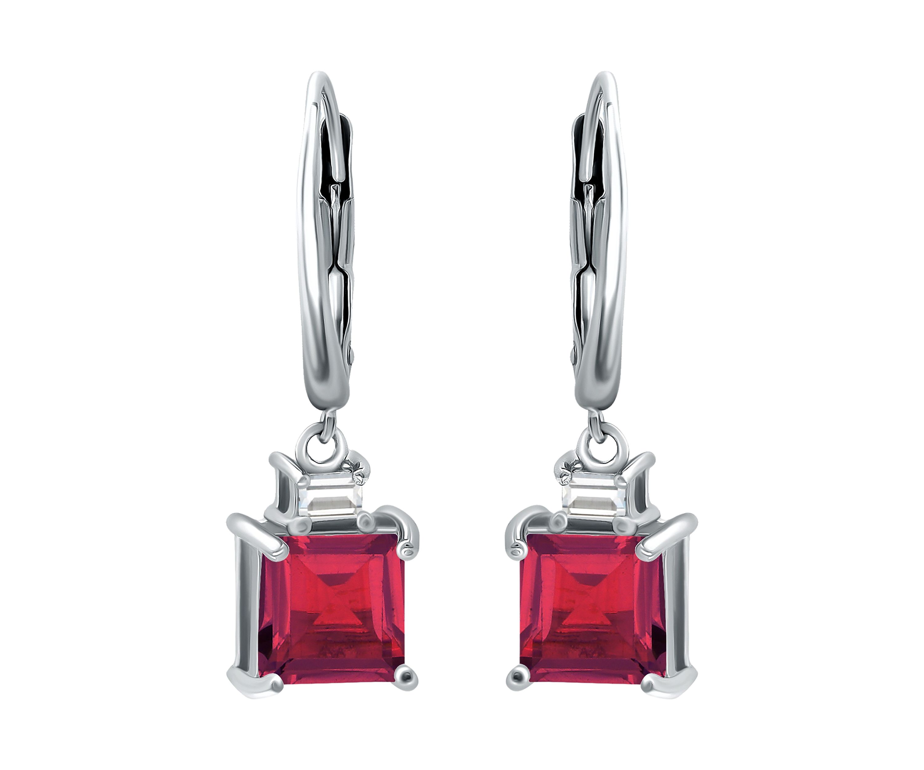 Lab Created 3.73 ct. t.w. Created Pink and  White Sapphire Drop Lever Back Earrings, Sterling Silver