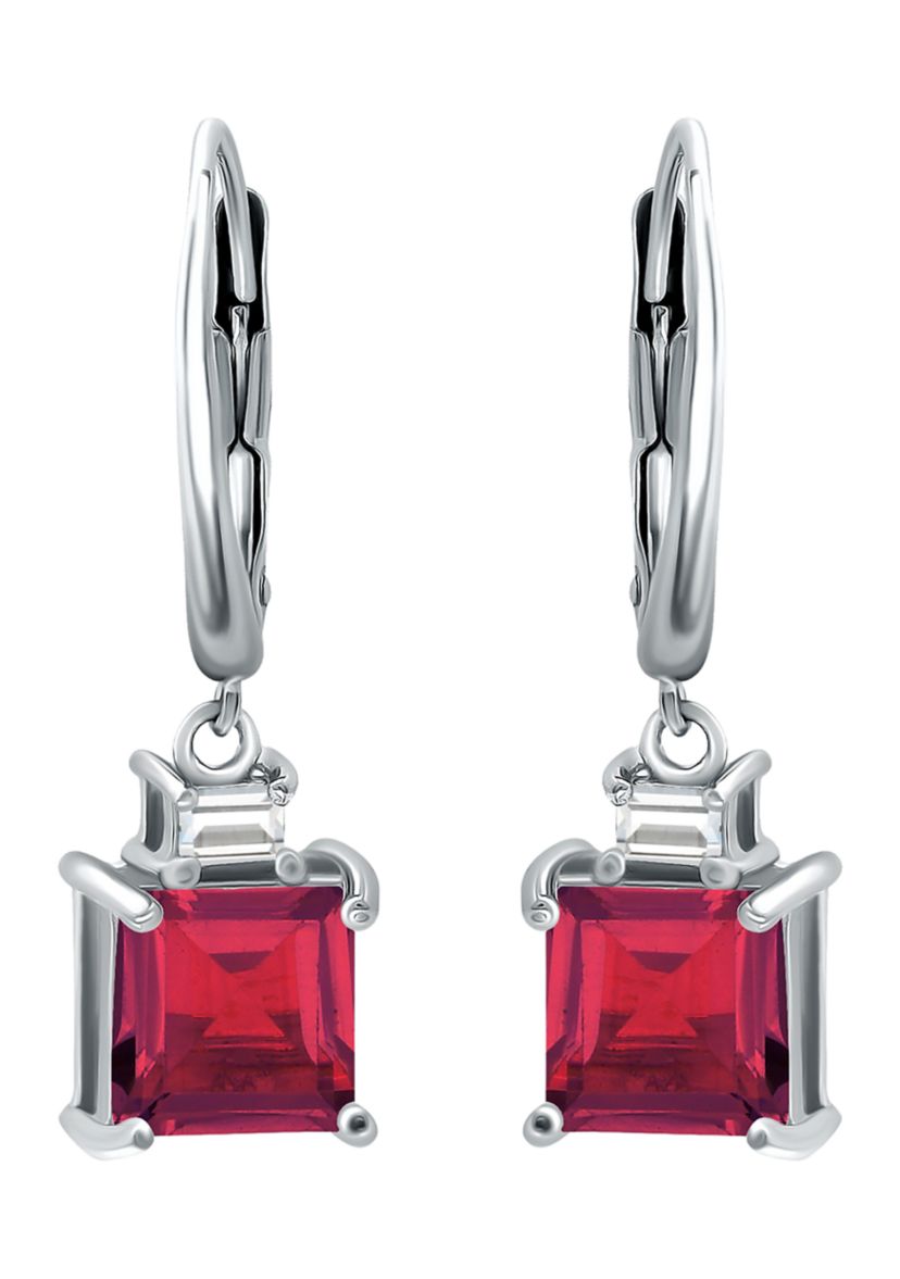 Lab Created 3.73 ct. t.w. Created Pink and  White Sapphire Drop Lever Back Earrings, Sterling Silver