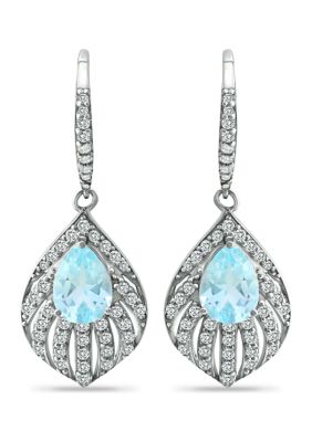 Belk & Co 2.90 ct. t.w. Blue Topaz and White Topaz Feather Earrings in Sterling Silver