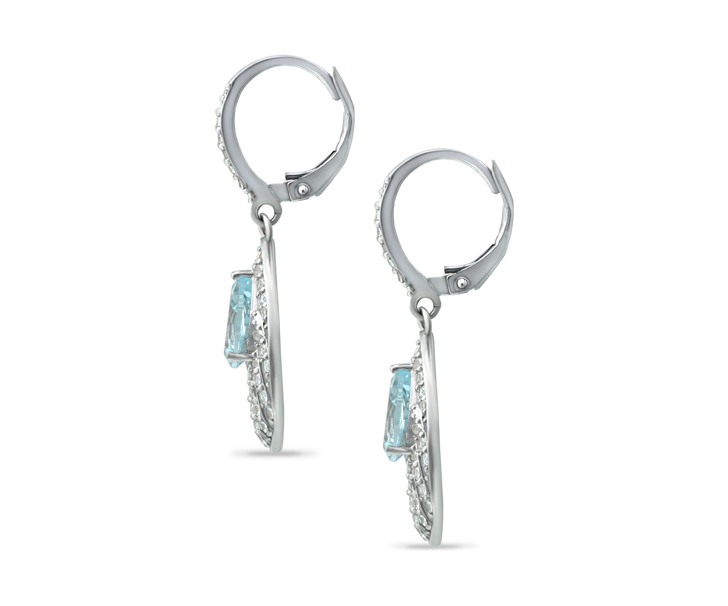 2.90 ct. t.w. Blue Topaz and White Topaz Feather Earrings in Sterling Silver