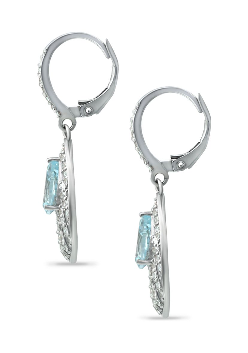 2.90 ct. t.w. Blue Topaz and White Topaz Feather Earrings in Sterling Silver