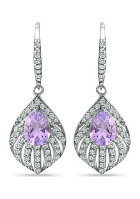Belk & Co 2.45 ct. t.w. Amethyst and White Topaz Feather Earring in Sterling Silver