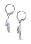 2.45 ct. t.w. Amethyst and White Topaz Feather Earring in Sterling Silver