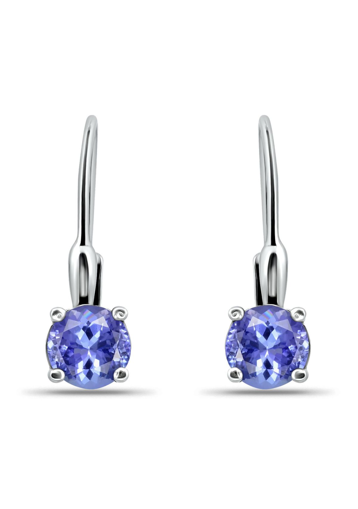 1 1/3 Cttw 6mm Round Tanzanite Leverback Earrings. Sterling Silver, DS