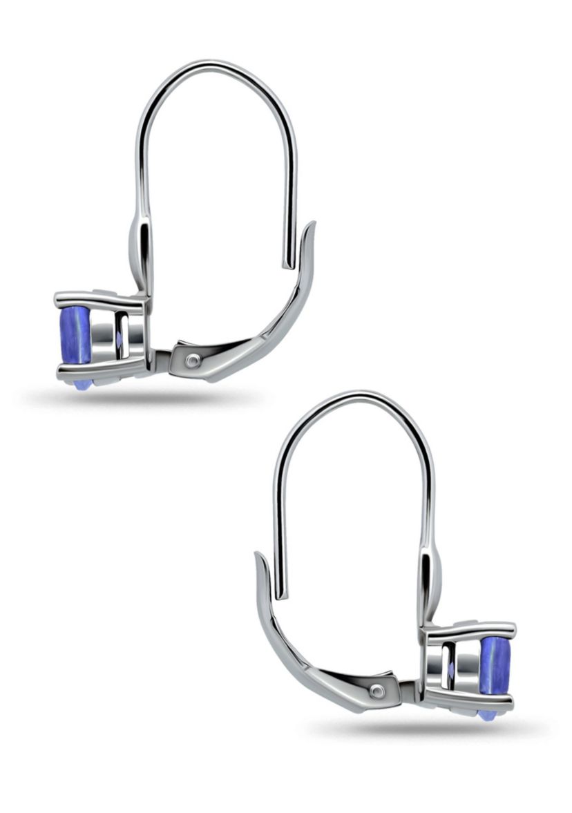 1 1/3 Cttw 6mm Round Tanzanite Leverback Earrings. Sterling Silver, DS