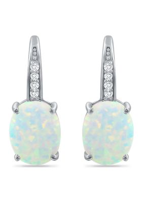 Belk & Co 1.75 ct. t.w. Synthetic White Opal and White Topaz Lever Back Earrings, Sterling Silver
