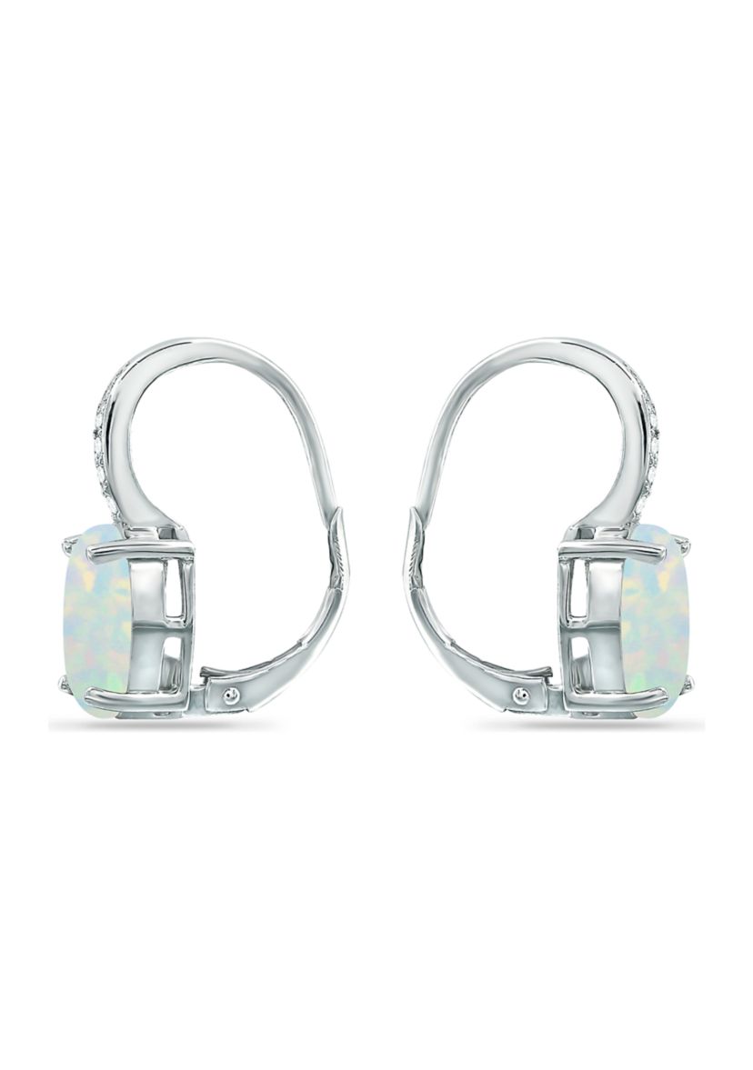 1.75 ct. t.w. Synthetic White Opal and White Topaz Lever Back Earrings, Sterling Silver