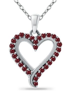 Belk & Co 1/3 Ct. T.w. Ruby Heart Pendant Necklace In Sterling Silver
