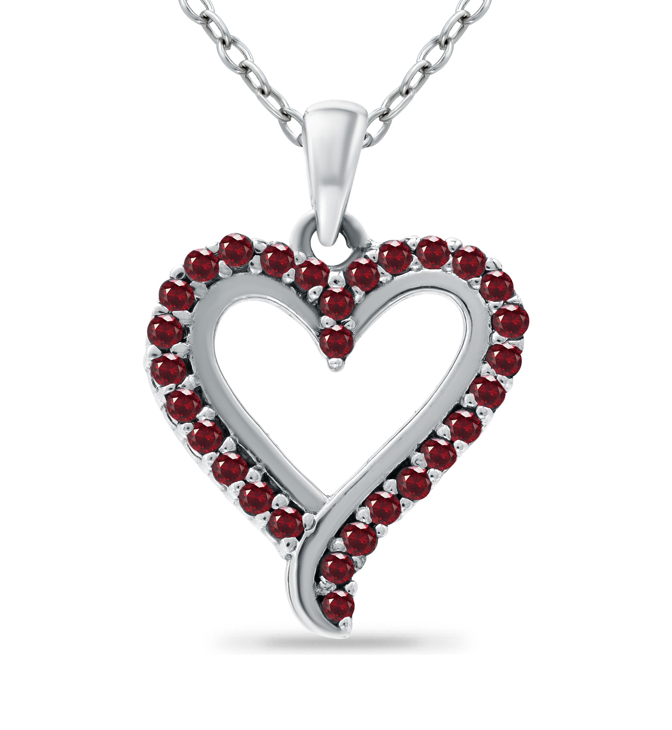 1/3 ct. t.w. Ruby Heart Pendant Necklace in Sterling Silver