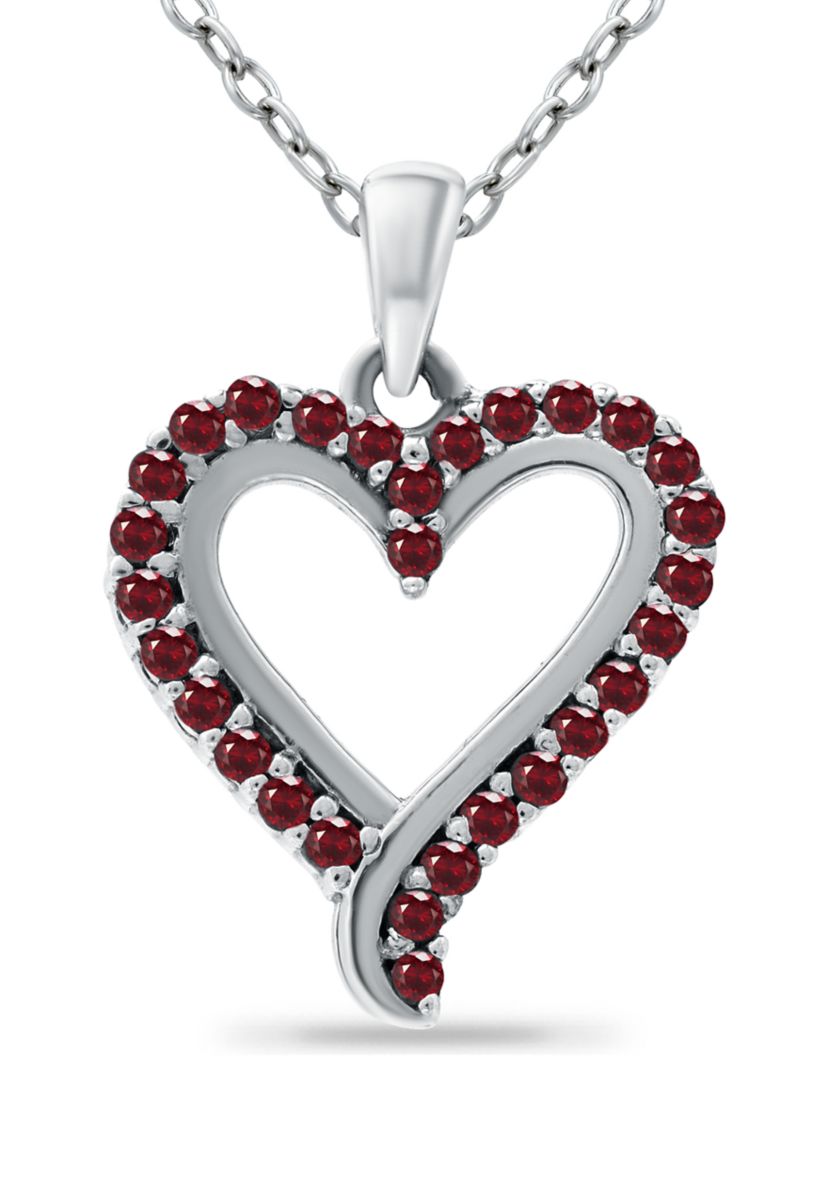 1/3 ct. t.w. Ruby Heart Pendant Necklace in Sterling Silver
