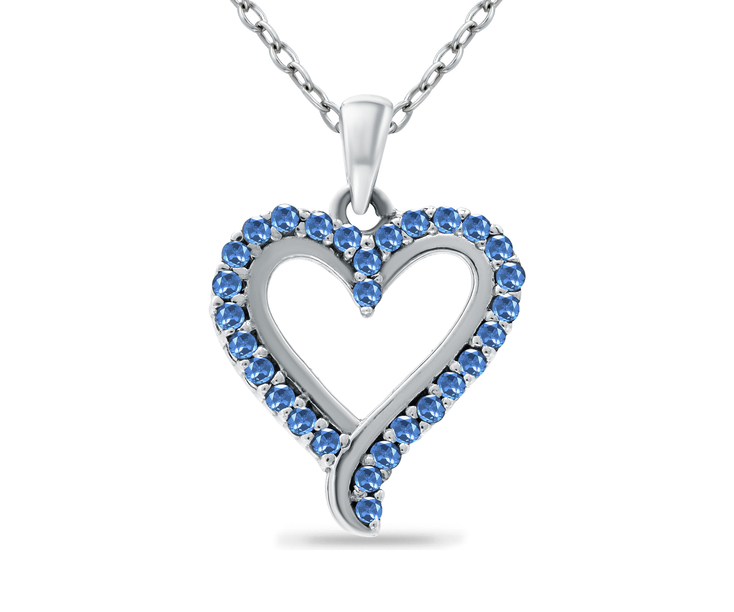 1/3 ct. t.w. Sapphire Heart Pendant Necklace in Sterling Silver