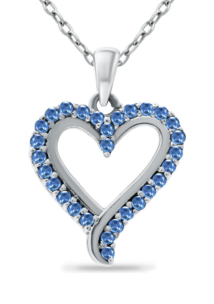 1/3 ct. t.w. Sapphire Heart Pendant Necklace in Sterling Silver
