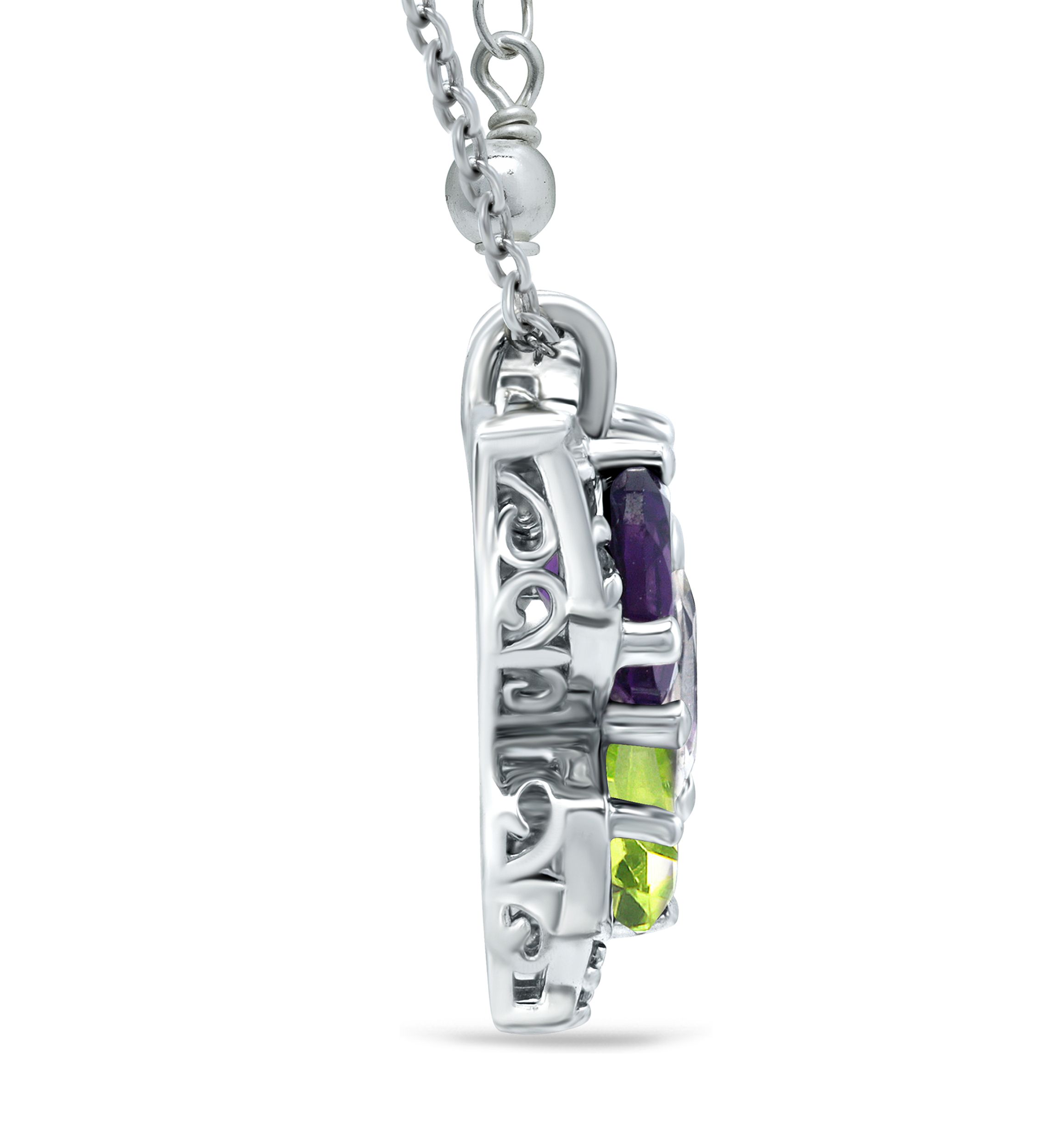 2.2 ct. t.w. Amethyst, Peridot and White Topaz Butterfly Pendant in Sterling Silver