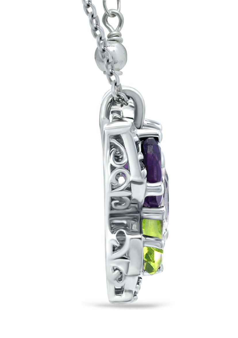 2.2 ct. t.w. Amethyst, Peridot and White Topaz Butterfly Pendant in Sterling Silver